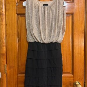 Shimmering Gold and Black Layered Dress